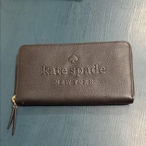 Kate Spade Black Pebbled Leather Zip Wallet